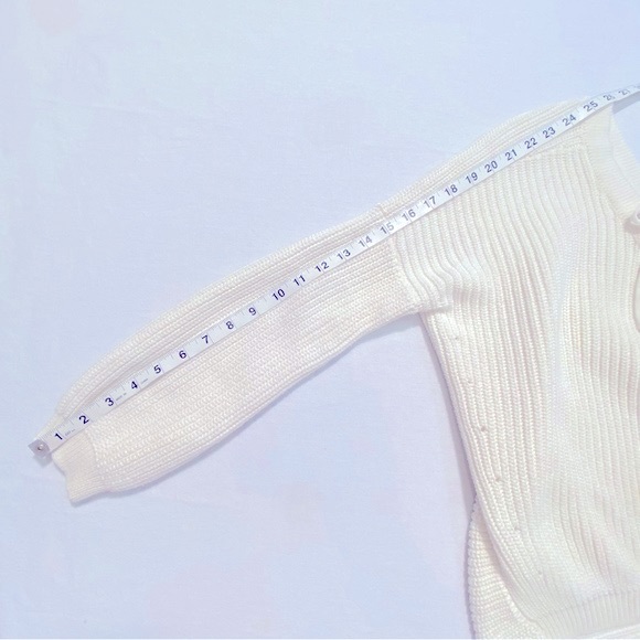 Fate Double V-Neck Lace Up Ribbed Knit White Sweater Size S - Picture 5 of 11